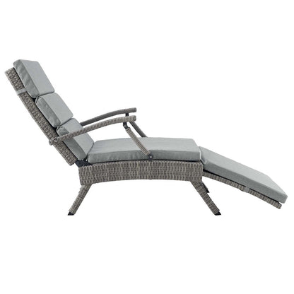 Envisage Chaise Outdoor Patio Wicker Rattan Lounge Chair - Light Gray Gray