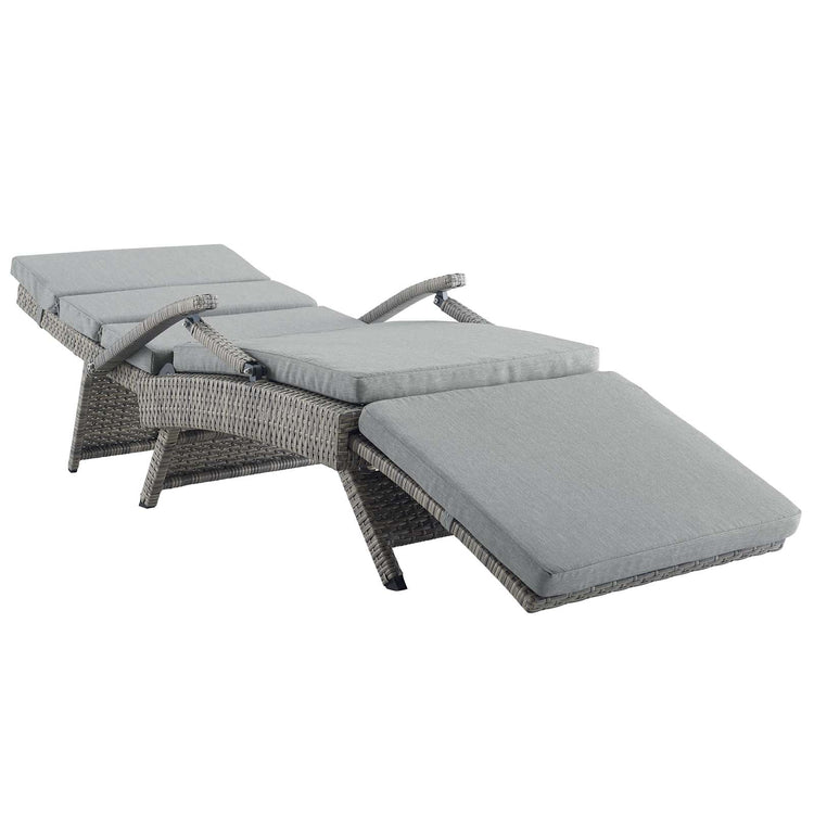 Envisage Chaise Outdoor Patio Wicker Rattan Lounge Chair - Light Gray Gray