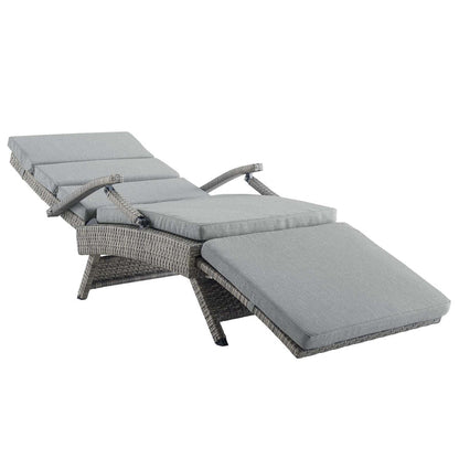Envisage Chaise Outdoor Patio Wicker Rattan Lounge Chair - Light Gray Gray