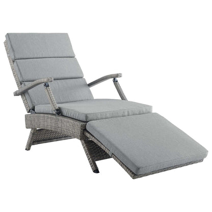 Envisage Chaise Outdoor Patio Wicker Rattan Lounge Chair - Light Gray Gray