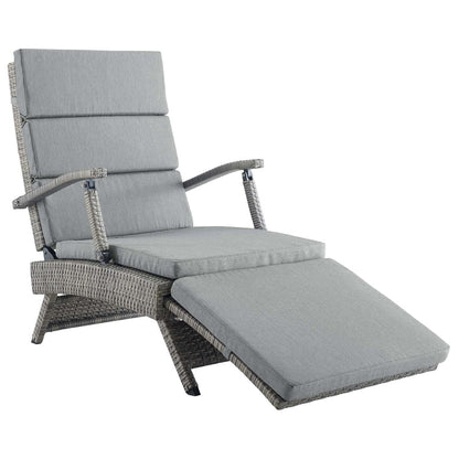Envisage Chaise Outdoor Patio Wicker Rattan Lounge Chair - Light Gray Gray
