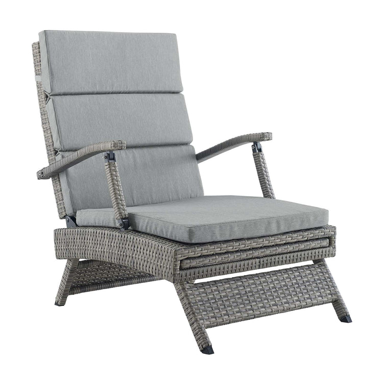 Envisage Chaise Outdoor Patio Wicker Rattan Lounge Chair - Light Gray Gray