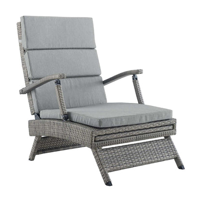 Envisage Chaise Outdoor Patio Wicker Rattan Lounge Chair - Light Gray Gray