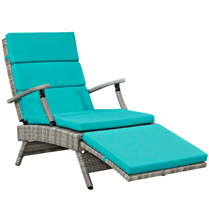 Envisage Chaise Outdoor Patio Wicker Rattan Lounge Chair - Light Gray Turquoise