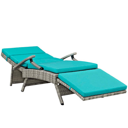 Envisage Chaise Outdoor Patio Wicker Rattan Lounge Chair - Light Gray Turquoise