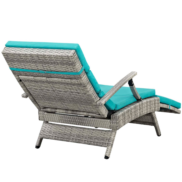 Envisage Chaise Outdoor Patio Wicker Rattan Lounge Chair - Light Gray Turquoise