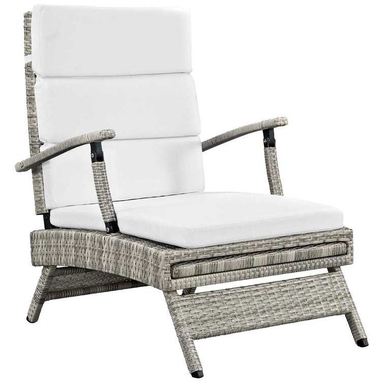 Envisage Chaise Outdoor Patio Wicker Rattan Lounge Chair - Light Gray White