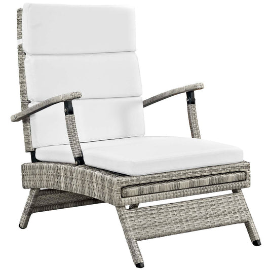 Envisage Chaise Outdoor Patio Wicker Rattan Lounge Chair - Light Gray White