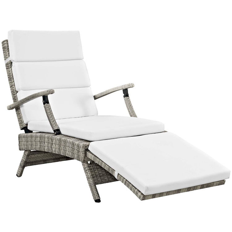 Envisage Chaise Outdoor Patio Wicker Rattan Lounge Chair - Light Gray White