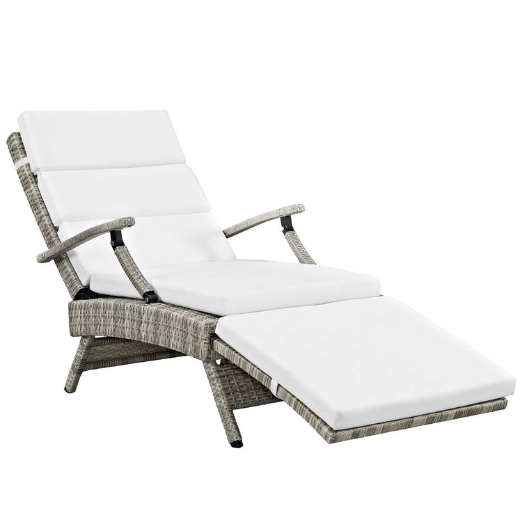 Envisage Chaise Outdoor Patio Wicker Rattan Lounge Chair - Light Gray White