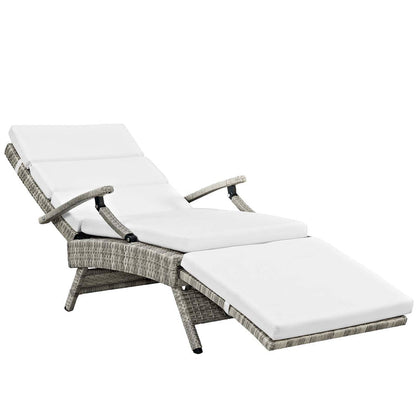 Envisage Chaise Outdoor Patio Wicker Rattan Lounge Chair - Light Gray White