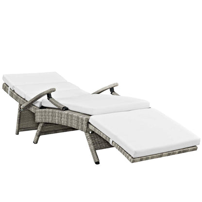 Envisage Chaise Outdoor Patio Wicker Rattan Lounge Chair - Light Gray White