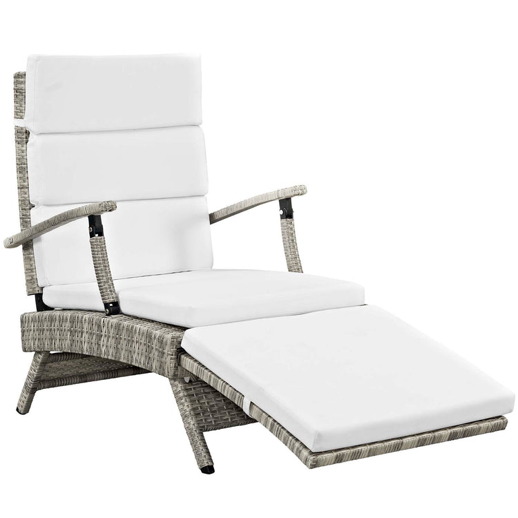 Envisage Chaise Outdoor Patio Wicker Rattan Lounge Chair - Light Gray White