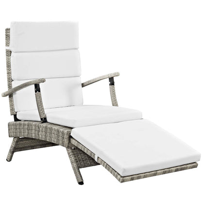 Envisage Chaise Outdoor Patio Wicker Rattan Lounge Chair - Light Gray White