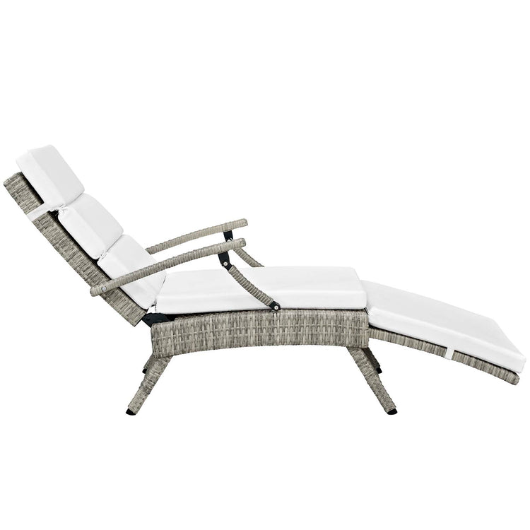 Envisage Chaise Outdoor Patio Wicker Rattan Lounge Chair - Light Gray White