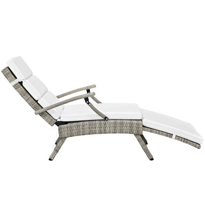 Envisage Chaise Outdoor Patio Wicker Rattan Lounge Chair - Light Gray White