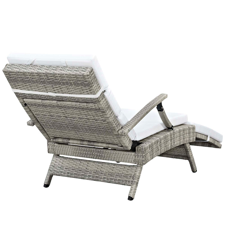 Envisage Chaise Outdoor Patio Wicker Rattan Lounge Chair - Light Gray White