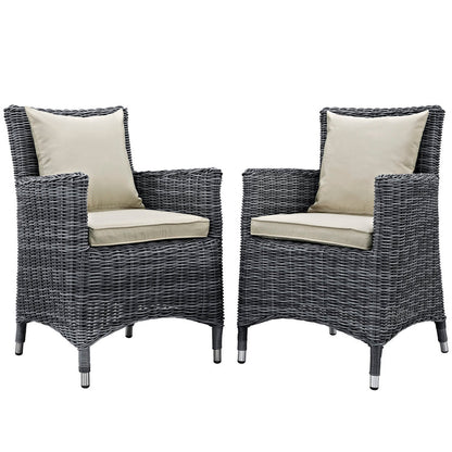 Summon 2 Piece Outdoor Patio Sunbrella® Dining Set - Antique Canvas Beige