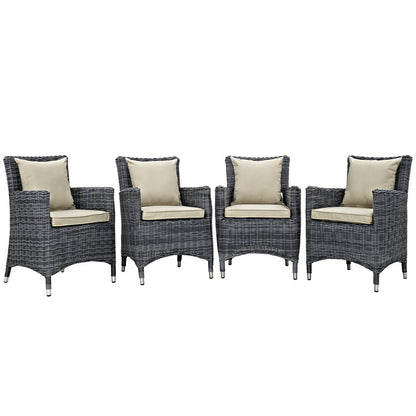 Summon 4 Piece Outdoor Patio Sunbrella® Dining Set - Antique Canvas Beige