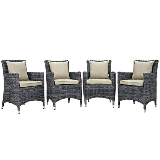 Summon 4 Piece Outdoor Patio Sunbrella® Dining Set - Antique Canvas Beige