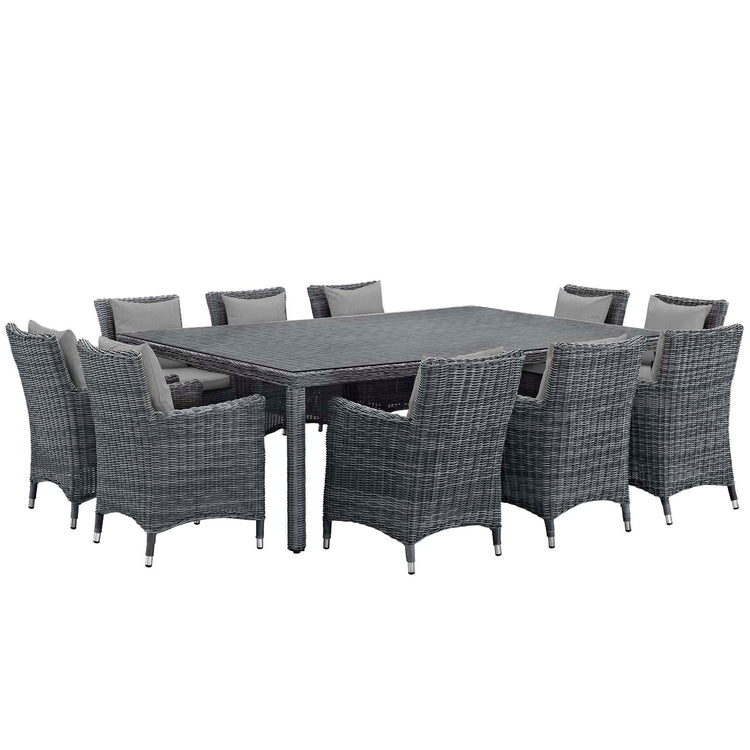 Summon 11 Piece Outdoor Patio Sunbrella® Dining Set - Canvas Gray
