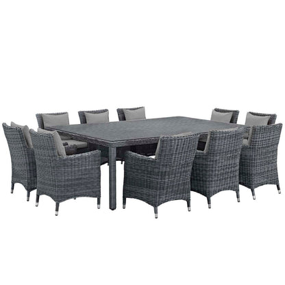Summon 11 Piece Outdoor Patio Sunbrella® Dining Set - Canvas Gray