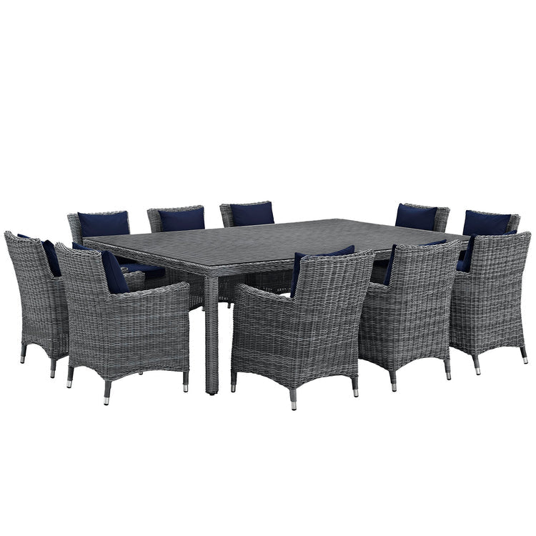 Summon 11 Piece Outdoor Patio Sunbrella® Dining Set - Canvas Navy