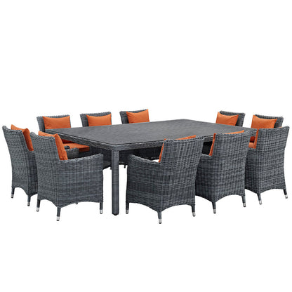 Summon 11 Piece Outdoor Patio Sunbrella® Dining Set - Canvas Tuscan