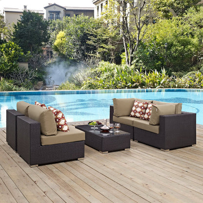 Convene 5 Piece Outdoor Sectional Set - Espresso Mocha