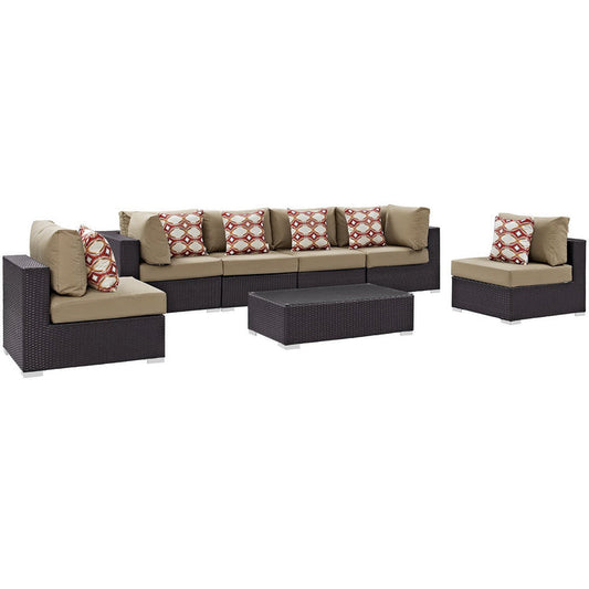 Convene 7 Piece Outdoor Sectional Set - Espresso Mocha