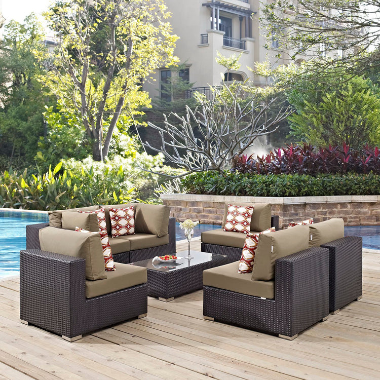 Convene 7 Piece Outdoor Sectional Set - Espresso Mocha