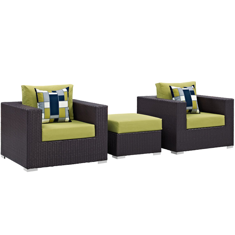 Convene 3 Piece Outdoor Patio Sofa Set - Espresso Peridot