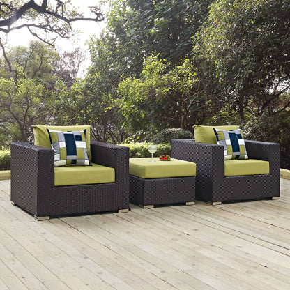 Convene 3 Piece Outdoor Patio Sofa Set - Espresso Peridot