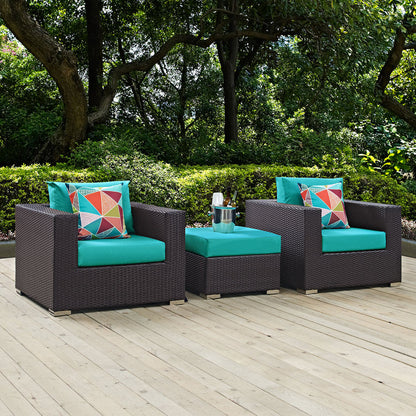Convene 3 Piece Outdoor Patio Sofa Set - Espresso Turquoise