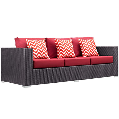 Convene 3 Piece Outdoor Patio Sofa Set - Espresso Red