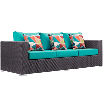 Convene 3 Piece Outdoor Patio Sofa Set - Espresso Turquoise