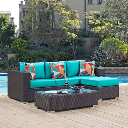 Convene 3 Piece Outdoor Patio Sofa Set - Espresso Turquoise