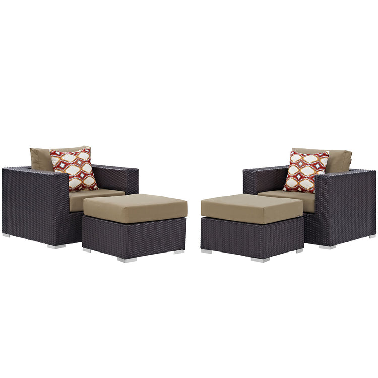 Convene 4 Piece Outdoor Patio Sectional Set - Espresso Mocha