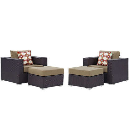 Convene 4 Piece Outdoor Patio Sectional Set - Espresso Mocha