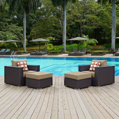 Convene 4 Piece Outdoor Patio Sectional Set - Espresso Mocha