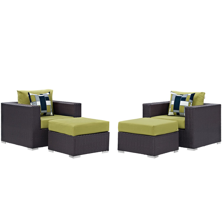 Convene 4 Piece Outdoor Patio Sectional Set - Espresso Peridot