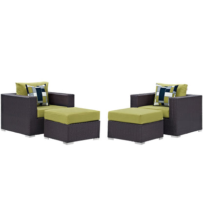 Convene 4 Piece Outdoor Patio Sectional Set - Espresso Peridot