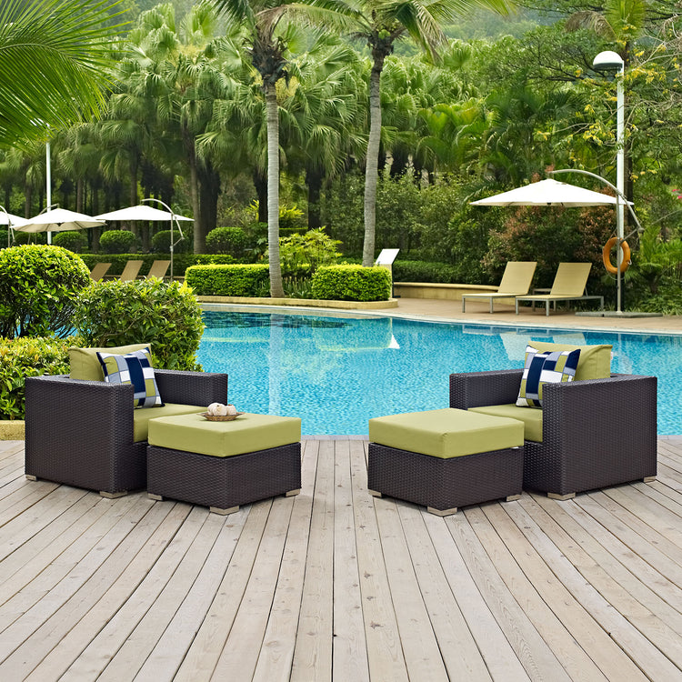 Convene 4 Piece Outdoor Patio Sectional Set - Espresso Peridot
