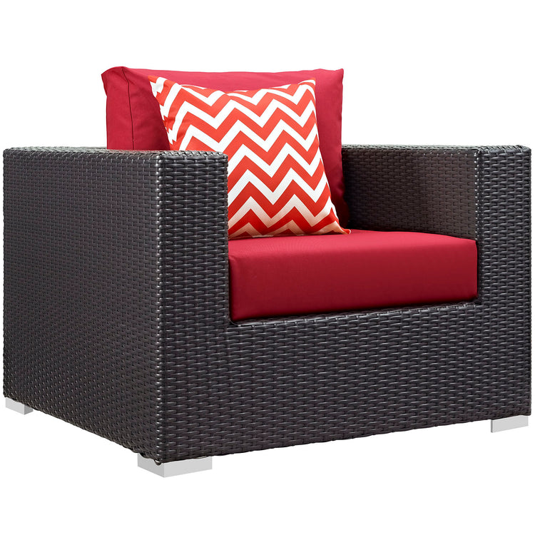 Convene 4 Piece Outdoor Patio Sectional Set - Espresso Red