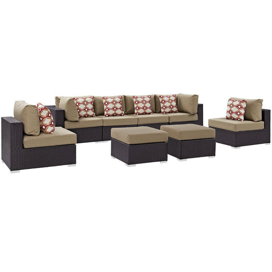 Convene 8 Piece Outdoor Sectional Set - Espresso Mocha