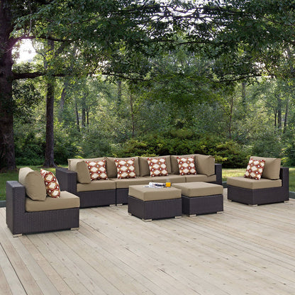 Convene 8 Piece Outdoor Sectional Set - Espresso Mocha