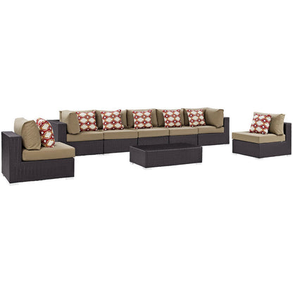 Convene 8 Piece Outdoor Sectional Set - Espresso Mocha