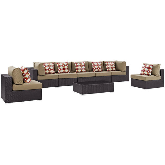 Convene 8 Piece Outdoor Sectional Set - Espresso Mocha