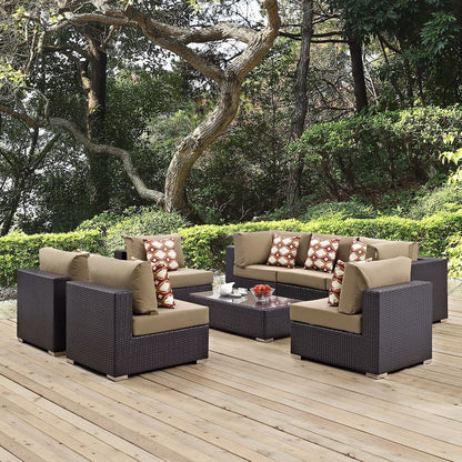 Convene 8 Piece Outdoor Sectional Set - Espresso Mocha