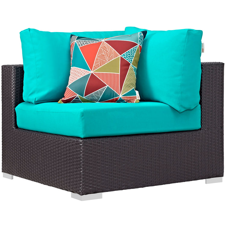 Convene 8 Piece Outdoor Patio Sectional Set - Espresso Turquoise